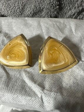 Gold Triangular Swirl Clip-On Earrings